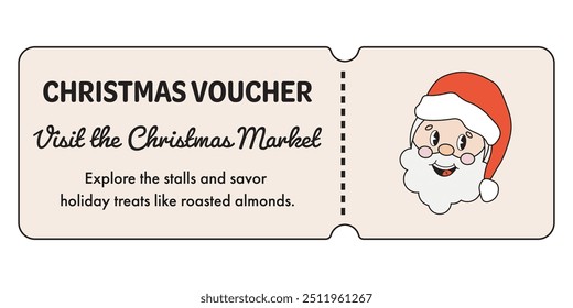 Christmas Market visit gift voucher, coupon. inter holiday activity for family, kids. Template of gift coupon, gift voucher. 3D Illustration