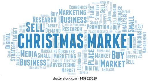 Christmas Market word cloud. Vector made with text only