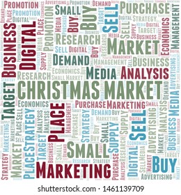 Christmas Market word cloud. Vector made with text only