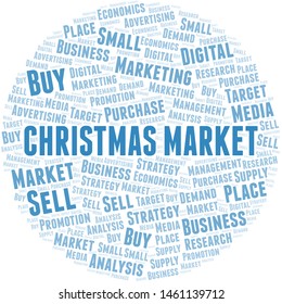 Christmas Market word cloud. Vector made with text only