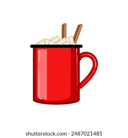 caricatura de la taza del malvavisco de navidad. taza de café, tibio caliente, comida roja de la taza del malvavisco de navidad signo. símbolo aislado Ilustración vectorial