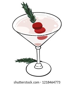 Christmas martini cocktail - isolated vector drinks illustration