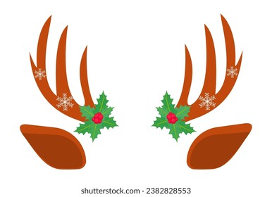 Christmas mask with reindeer antlers.Vector illustration