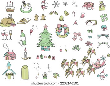 Christmas material set in light colors