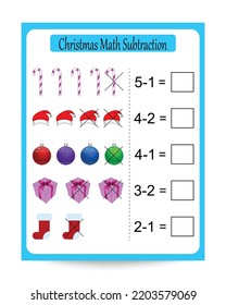 tarea de restación de matemáticas de Navidad para niños