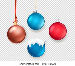 Coleção de vetor de bolinhas de cor mate de Natal. Objetos isolados no plano de fundo transparente
