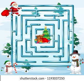 Christmas Maze Game Template Illustration