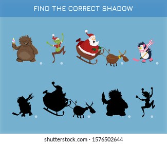 Christmas maze. Kids labyrinth. Cartoon game: search the path. Help Santa find the way to xmas tree. Winter holiday quest. Kids task. Vector illustration