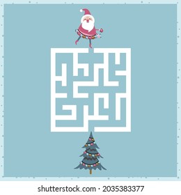 Christmas maze. Kids mini game for development.