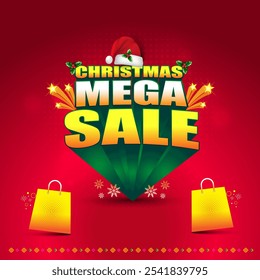 Christmas Mega Sale 3d Logo Design. Shopping, Ecommerce, Advertising, marketing, Promo, 3d text Logo Unit Design Templates