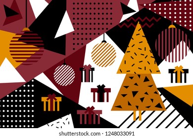 Christmas Memphis geometric background
