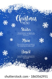 Christmas menu background with snowflake design