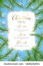 Christmas menu background with xmas tree branches