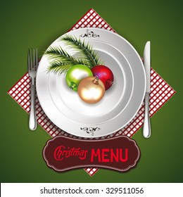 Christmas menu card with new year decorations