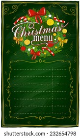 Christmas menu chalkboard with place for text. Eps10
