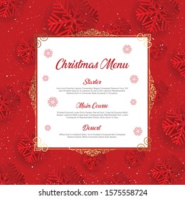 Christmas menu with decorative snowflake design