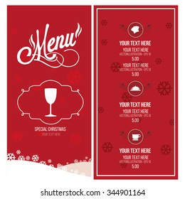 Christmas menu illustration over red and white color background