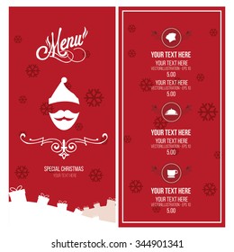 Christmas menu illustration over red and white color background