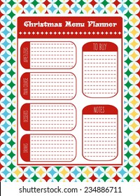 Christmas menu planner. vector