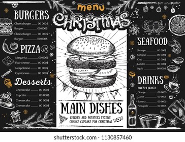 Christmas menu. Restaurant menu.