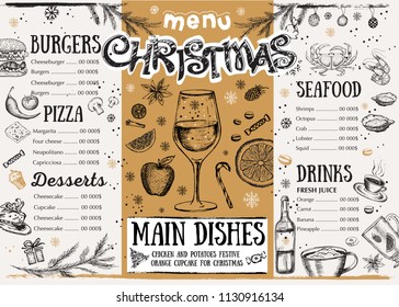 Christmas menu. Restaurant menu.