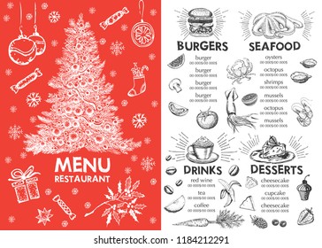 Christmas menu. Restaurant menu.