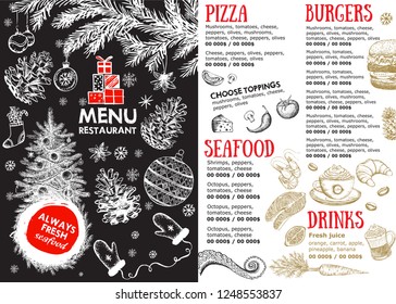 Christmas menu. Restaurant menu.