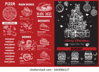 Christmas menu. Sketch illustration. Vector.
