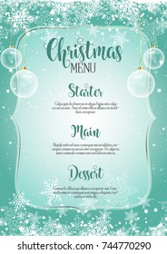 Christmas menu with snowflake design