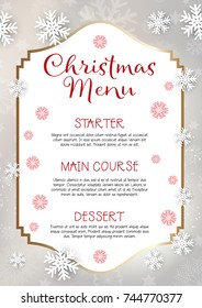 Christmas menu with snowflake design