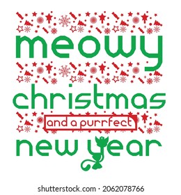 Christmas meowy t shirt vector typography design