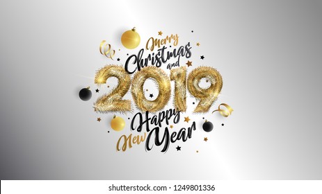 Christmas. Merry Christmas and Happy New Year 2019. Vector concept for background, greeting card, website and mobile website banner, party invitation card, social media banner, marketing material Christmas. Merry Christmas and Happy New Year 2019. Vector concept for background, greeting card, website and mobile website banner, party invitation card, social media banner, marketing material