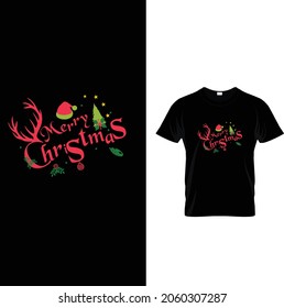 Christmas and merry Christmas t shirt design