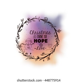 Christmas message on a background of watercolor isolated icon