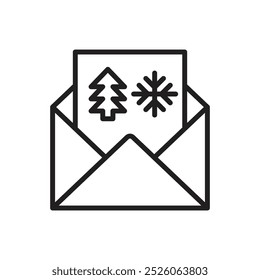 Christmas Message Outline Icon Vector Illustration