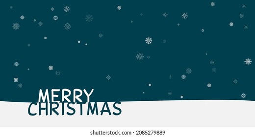 El mensaje de Navidad y la nieve caen sobre un fondo oscuro del cielo. Hermosa fiesta de invierno nevada y plantilla de texto. Fondo de decoración de copos de nieve