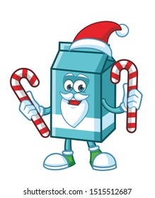 christmas milk box cartoon mascot character vector with santa claus custom