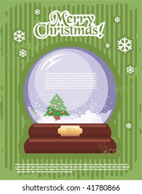 Christmas minimal simple postcard with decorative Christmas Crystal snow ball and space for your text.