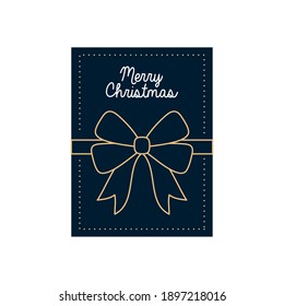 christmas minimalist card with decorative bow icon over white background, colorful design, vector illustration