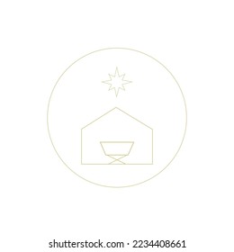 Christmas minimalist nativity logo. Vector graphics