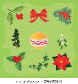 flor y bola de mistletoe de navidad