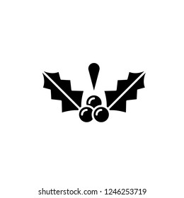 Christmas mistletoe black icon, vector sign on isolated background. Christmas mistletoe concept symbol, illustration 