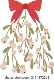 Ilustración vectorial de manojo de muérdago de Navidad