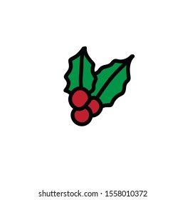 Christmas mistletoe doodle icon, vector illustration