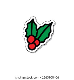 Christmas mistletoe doodle icon, vector illustration