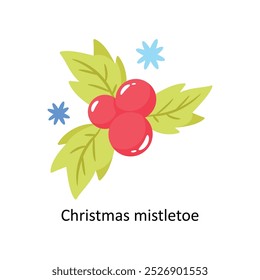 Christmas mistletoe doodle vector outline Sticker. EPS 10 file