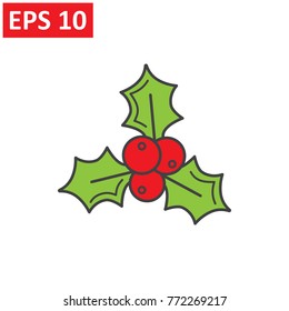 Christmas mistletoe flat icon for apps and websites. Merry Christmas icon