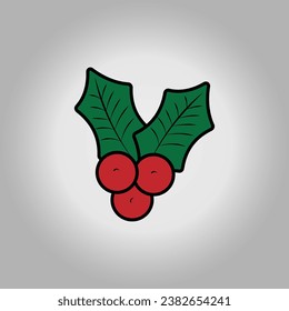 Christmas mistletoe flat vector design