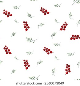 Christmas mistletoe holly berry pattern seamless design for gift wrapping paper 