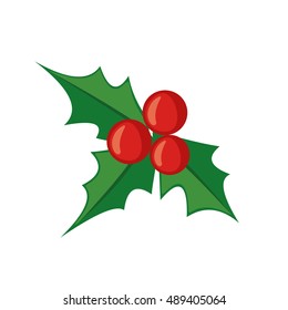 Christmas mistletoe icon in flat style isolated on white background. Vector illustration.